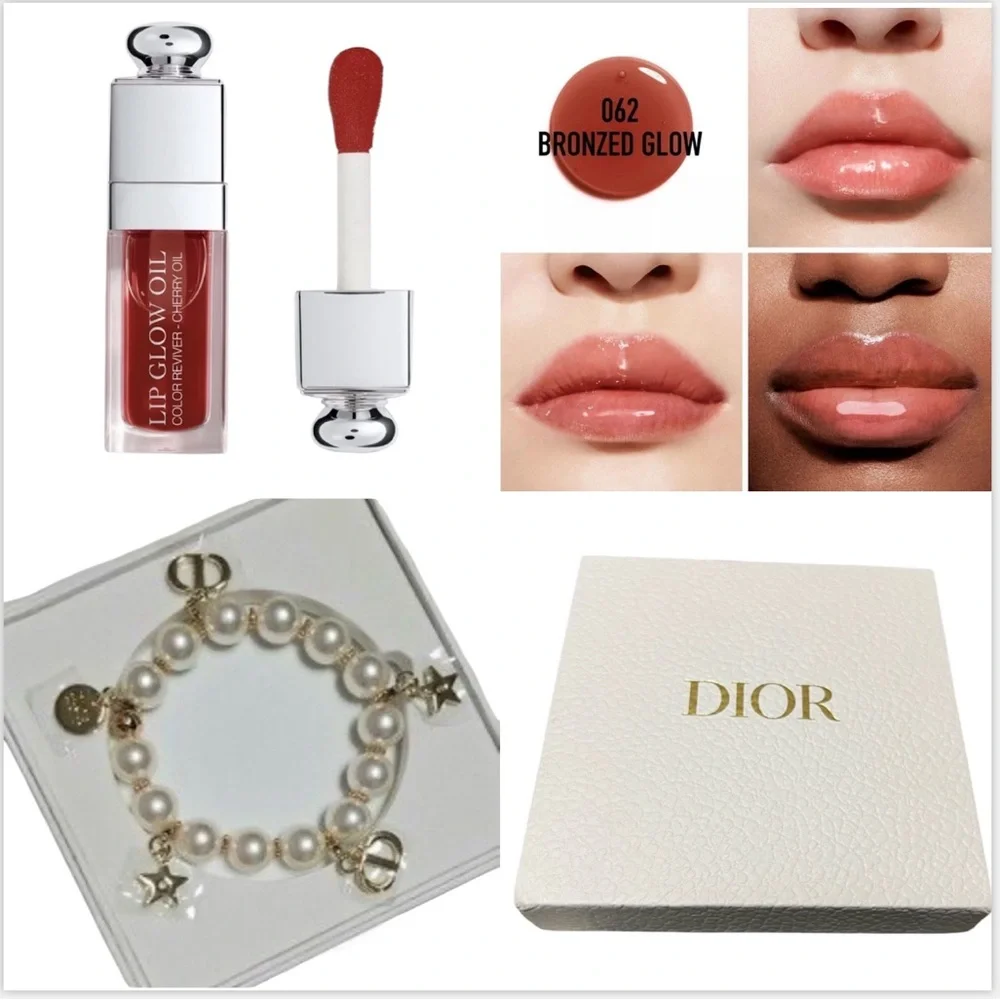 Dior Bundle: Dior Bracelet NIB and Addict Lip Glow Oil #062 Bronzed Glow - Picture 2 of 9